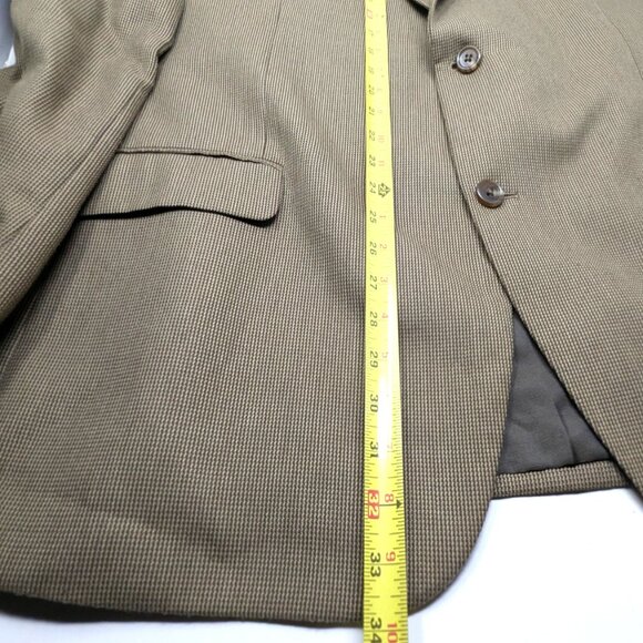 MICHAEL KORS Mens Blazer Sport Coat Size 48L Brown Tan Micro Check 2 button - Picture 14 of 16